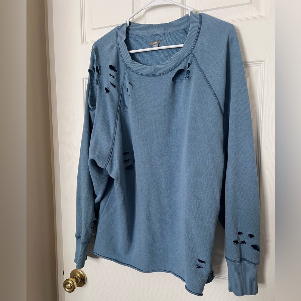Aerie Distressed Blue Sweatshirt
